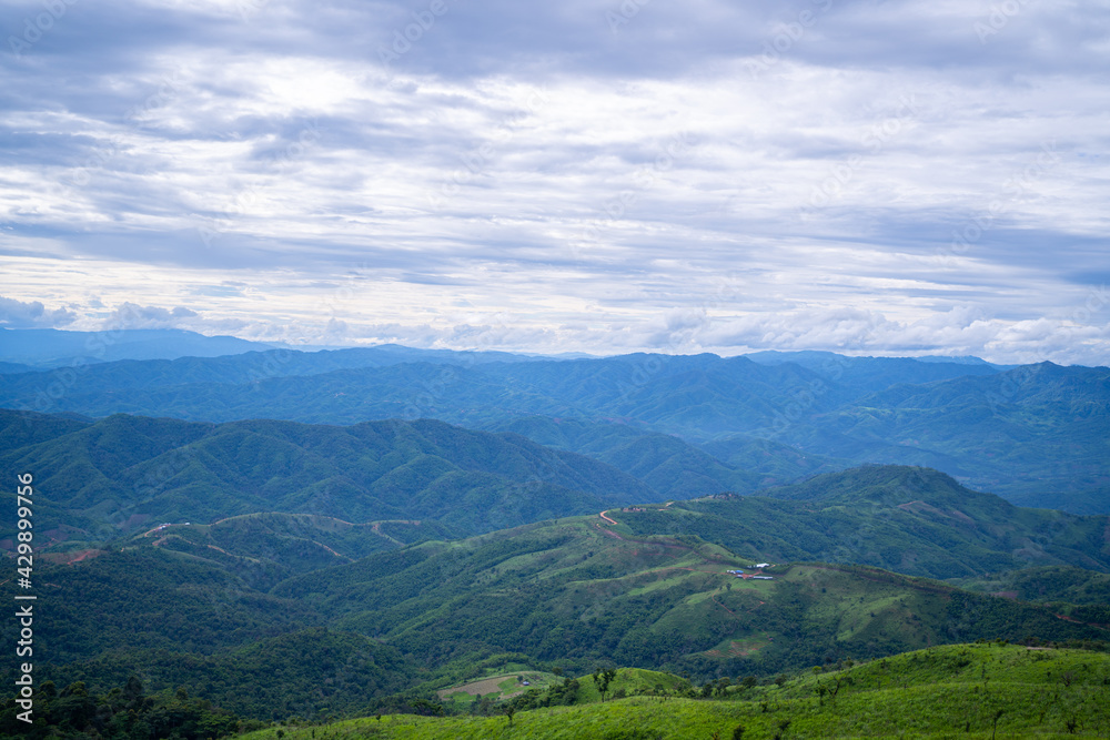 Layers of mountain,Green mountains in the fog,the mountain range at the north of thailand