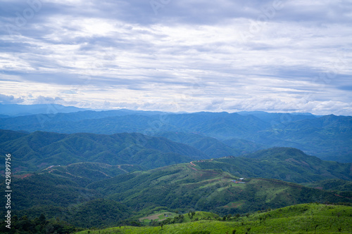 Layers of mountain,Green mountains in the fog,the mountain range at the north of thailand