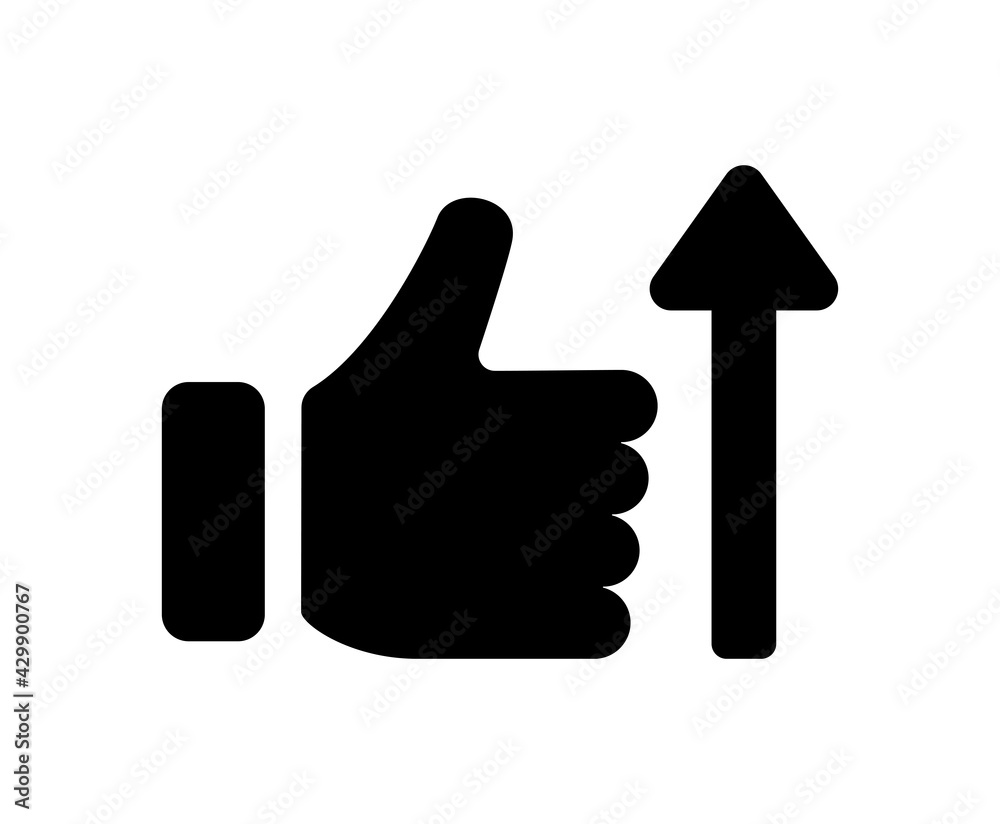 Better, higher, best, rise thumb up vector icon Better, higher, best, rise thumb up vector icon