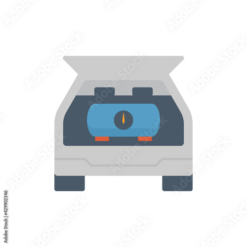 Natural gas tank or cylinder pressure vessel vector icon. Container or equipment for installation in car or vehicle to storage and transportation liquid compressed gas i.e. propane, lpg, lng, and cng.