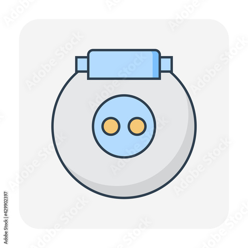 Natural gas tank or circle pressure vessel vector icon. Container or equipment for installation in car or vehicle to storage and transportation liquid compressed gas i.e. propane, lpg, lng, and cng.