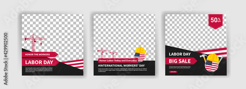 Labor Day. International Workers' Day. Banners vector for social media ads, web ads, business messages, discount flyers and big sale banner.