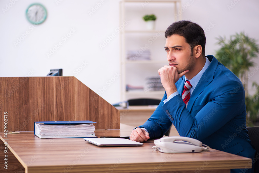 Young businessman employee working in the office Young businessman employee working in the office
