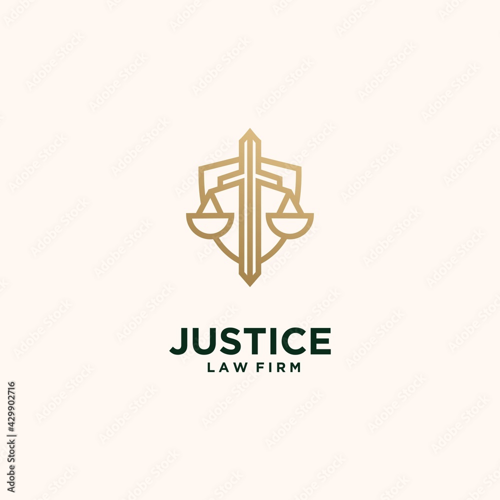 Set creative justice law firm logo in gold Set creative justice law firm logo in gold