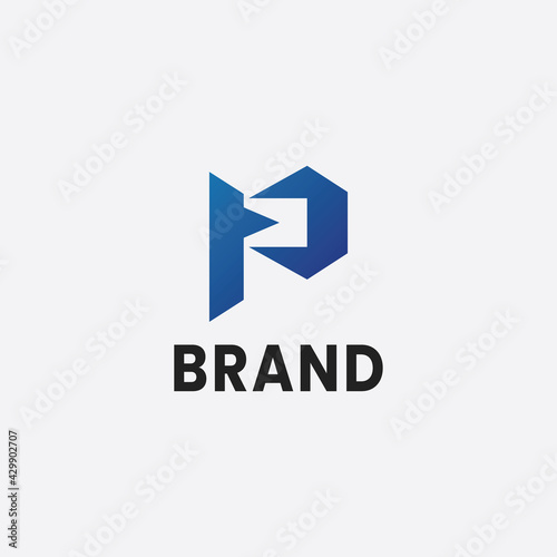 letter p and tech business logo icon design template 