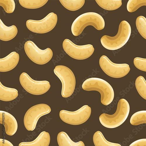 Seamless vector pattern with cashew nuts. Vector