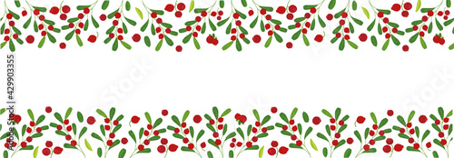 seamless border frame background cranberry. Vector illustration. Background design cranberry  for juice, tea, bakery with berry filling, farmers market, grocery ,health care products. 