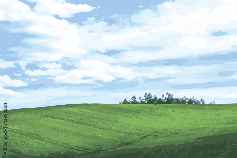 北海道の青空と丘