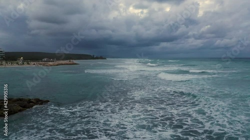 Slow Motion Of Waves Crashing Against Caribbean Beach
