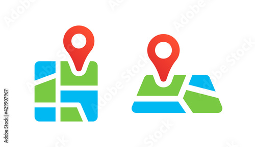 Map with pin pointers icon vector illustration.