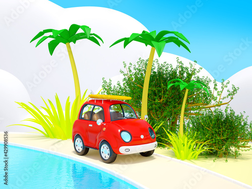 tropical adventure surfboard car with palm © Alexei Sysoev
