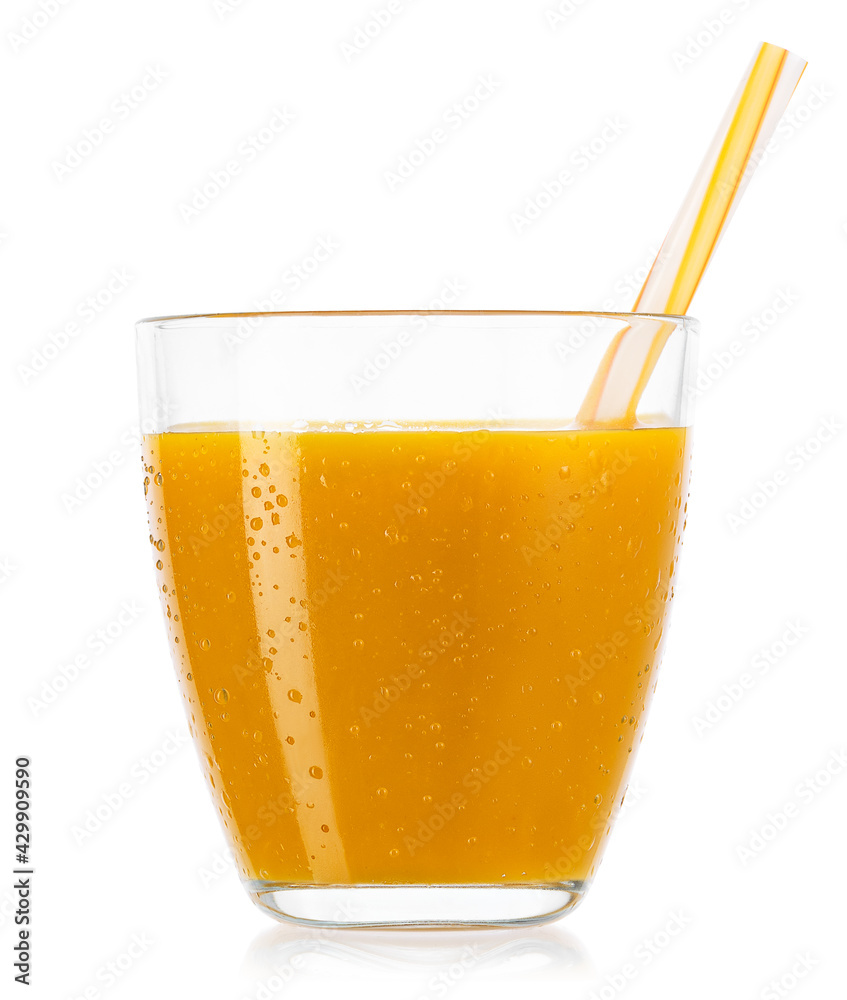 glass of mango smoothies isolated on white glass of mango smoothies isolated on white