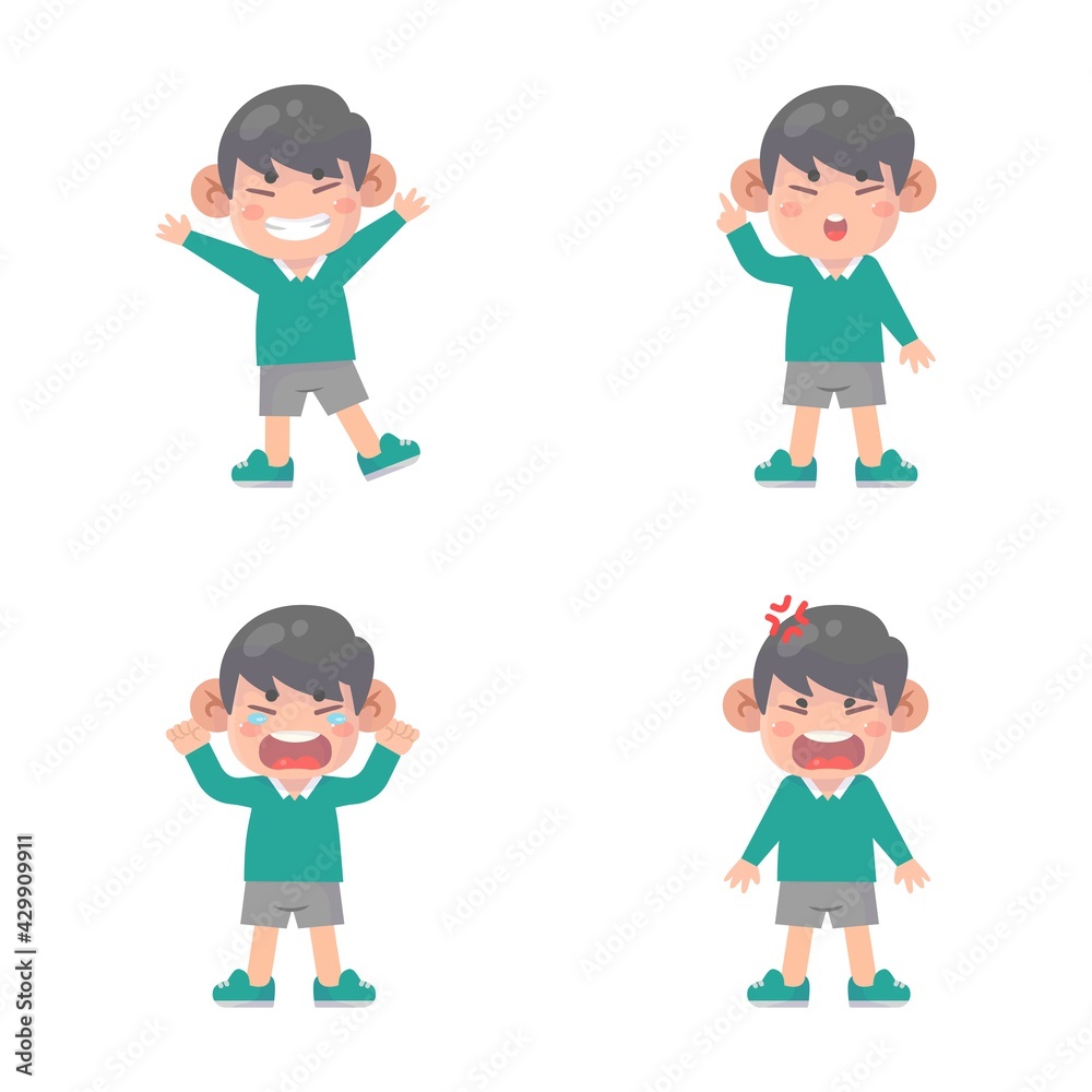 set of happy kids cute boy character with many gesture expressions .
set of happy kids cute boy character with many gesture expressions .