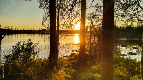 Lakeside sunset in midsummer