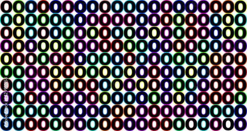 Binary background element made with black zero with neon highlight