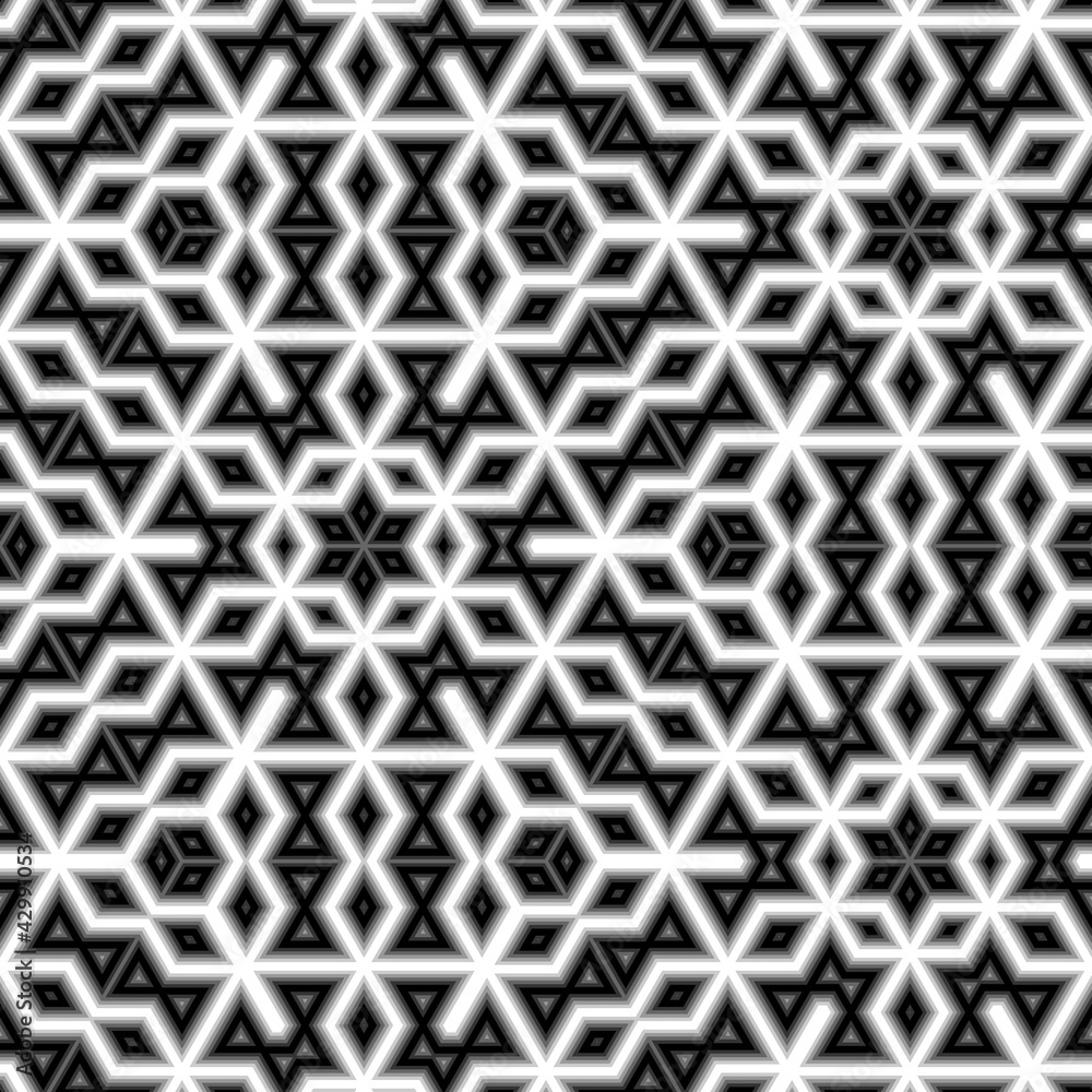 Abstract geometric monochrome pattern design for interior decoration. Contemporary Black and white design for the background