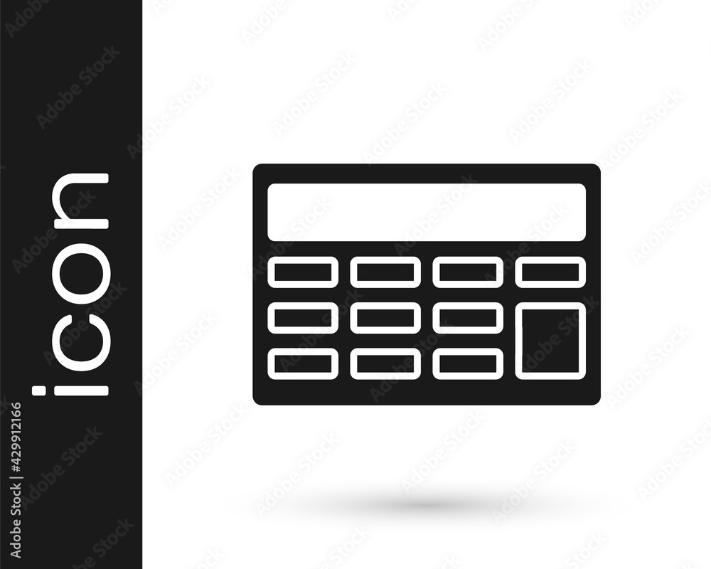 Black Calculator icon isolated on white background. Accounting symbol. Business calculations mathematics education and finance. Vector Black Calculator icon isolated on white background. Accounting symbol. Business calculations mathematics education and finance. Vector