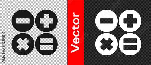 Black Calculator icon isolated on transparent background. Accounting symbol. Business calculations mathematics education and finance. Vector