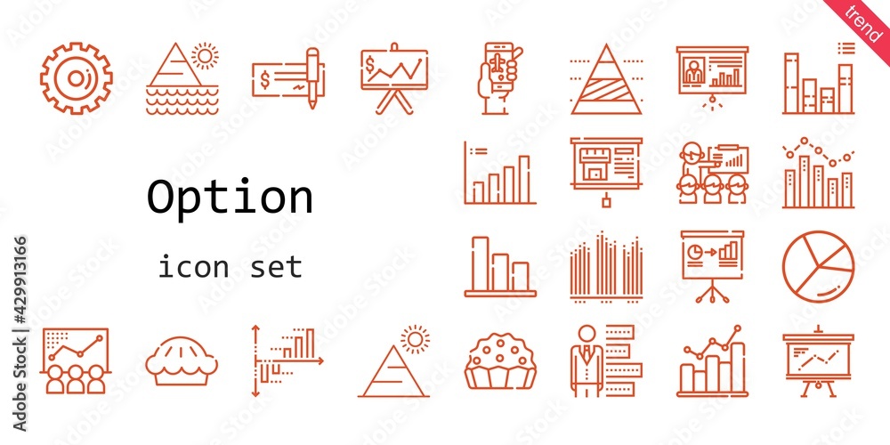 option icon set. line icon style. option related icons such as presentation, check in, bar graph, bar chart, pyramid, options, check, pyramid chart, chart, pie, option icon set. line icon style. option related icons such as presentation, check in, bar graph, bar chart, pyramid, options, check, pyramid chart, chart, pie,