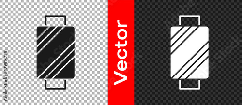 Black Sewing thread on spool icon isolated on transparent background. Yarn spool. Thread bobbin. Vector
