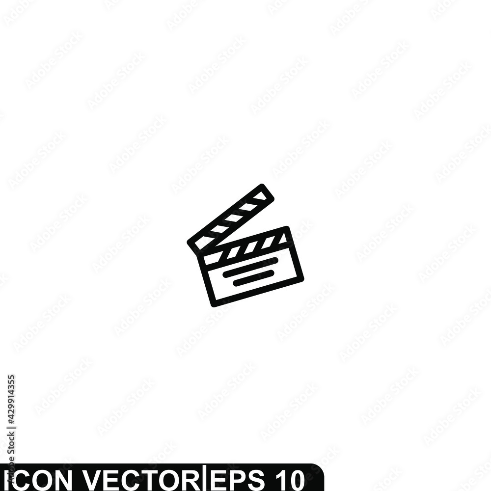 Simple Icon Clapper Vector Illustration Design. Outline Style, Black Solid Color. Simple Icon Clapper Vector Illustration Design. Outline Style, Black Solid Color.