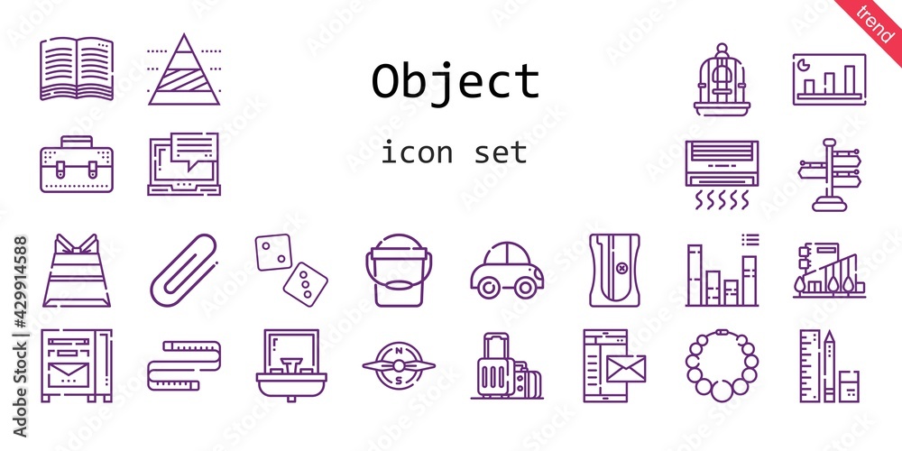 object icon set. line icon style. object related icons such as suitcase, mail, signpost, sink, briefcase, mall, book, dice, bird cage, necklace, pyramid chart, laptop, school object icon set. line icon style. object related icons such as suitcase, mail, signpost, sink, briefcase, mall, book, dice, bird cage, necklace, pyramid chart, laptop, school