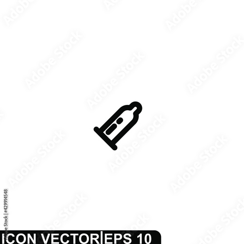 Simple Icon Condom Vector Illustration Design. Outline Style  Black Solid Color.