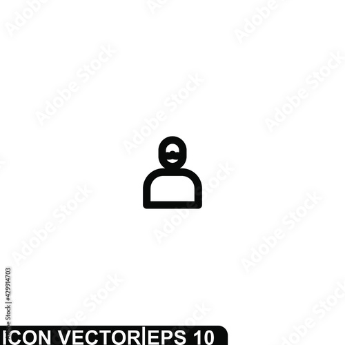 Simple Icon Man Vector Illustration Design. Outline Style, Black Solid Color.