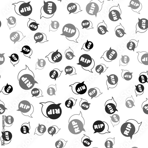 Black Speech bubble rip death icon isolated seamless pattern on white background. Vector
