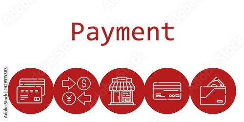 payment background concept with payment icons. Icons related shop, wallet, currency, credit card
