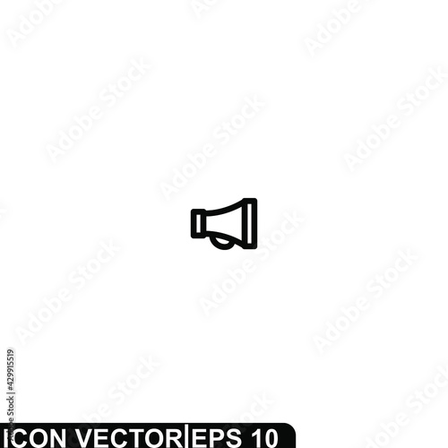 Simple Icon Speaker Vector Illustration Design. Outline Style, Black Solid Color.