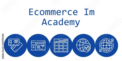 ecommerce im academy background concept with ecommerce im academy icons. Icons related debit card, website, web, internet