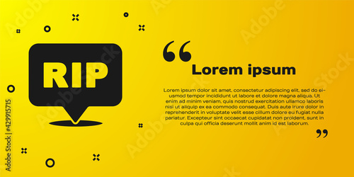 Black Speech bubble rip death icon isolated on yellow background. Vector