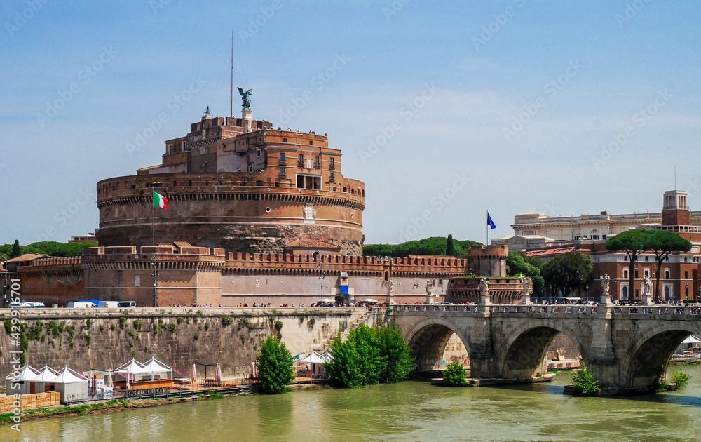Italian flag at the Castel Sant'Angelo, Rome. Italian flag at the Castel Sant'Angelo, Rome.