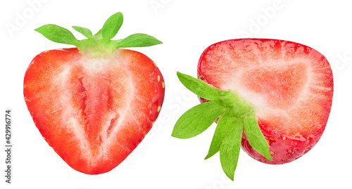 Fototapeta Naklejka Na Ścianę i Meble -  Fresh strawberry half isolated on white background
