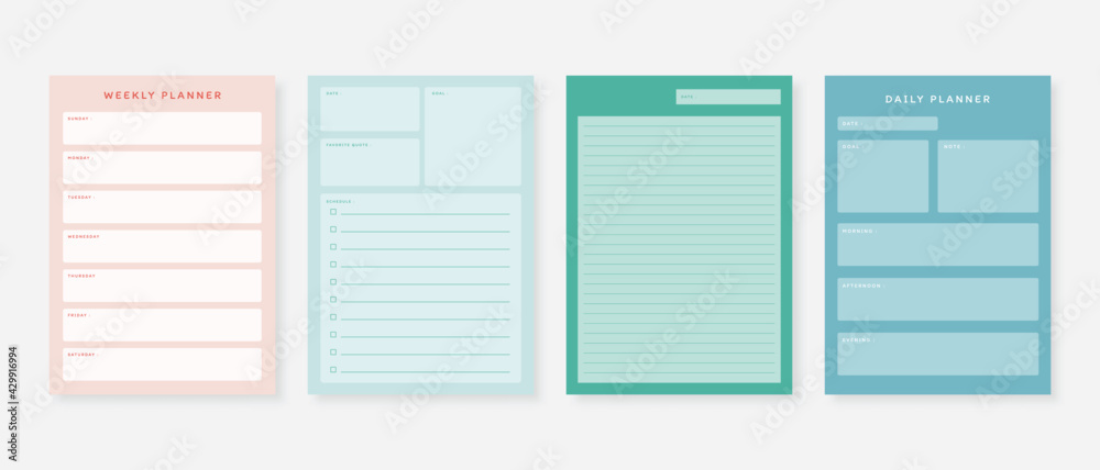 Modern planner template set. Set of planner and to do list. Monthly ...