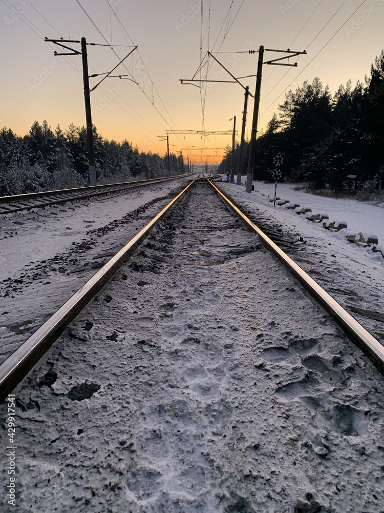 Fototapeta premium Railroad in winter