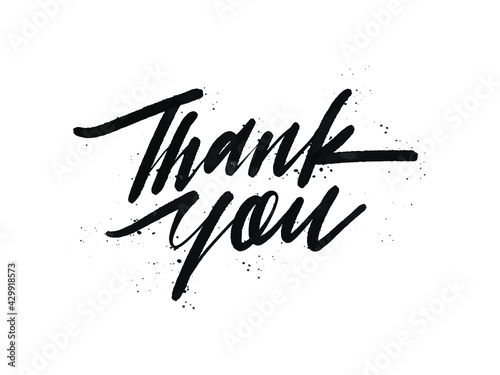Thank you. Hand written lettering isolated on white background.Vector template for poster, social network, banner, cards.