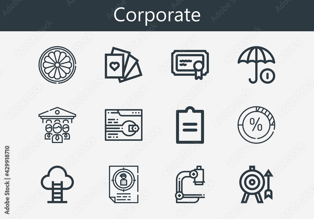 Fototapeta premium Premium set of corporate line icons. Simple corporate icon pack. Stroke vector illustration on a white background. Modern outline style icons collection of Microscope