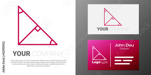 Logotype line Angle bisector of a triangle icon isolated on white background. Logo design template element. Vector
