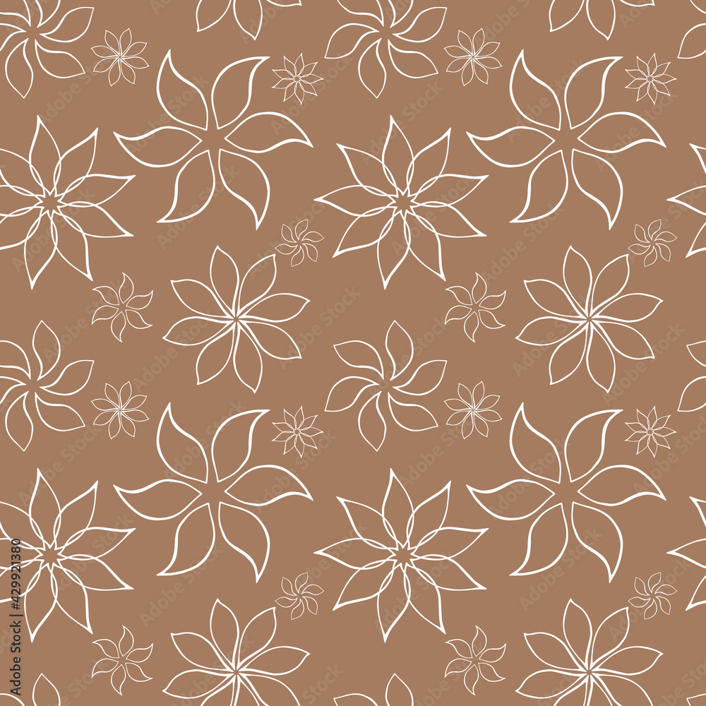 Abstract fantasy flowers seamless pattern background. Stylized geometric floral motifs endless texture. Simplified editable repeating surface design. Flat boundless ornament for fabric or gift paper Abstract fantasy flowers seamless pattern background. Stylized geometric floral motifs endless texture. Simplified editable repeating surface design. Flat boundless ornament for fabric or gift paper