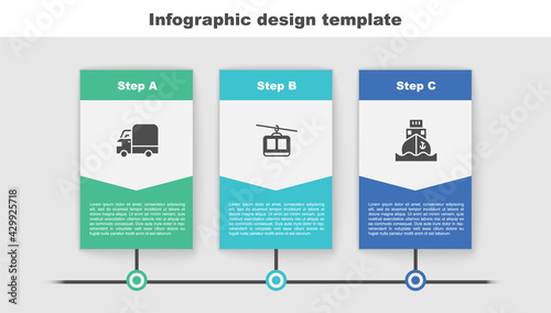 Set Delivery cargo truck, Cable and Cargo ship. Business infographic template. Vector