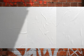 Wall Paper Poster Mockup Glued paper wrinkled effect isolated blank templates set