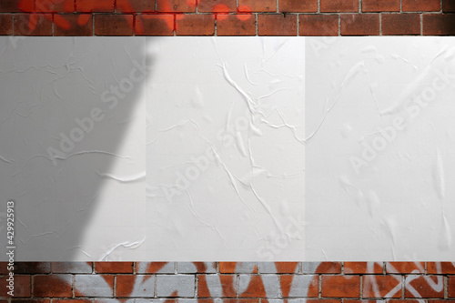 Wall Paper Poster Mockup Glued paper wrinkled effect isolated blank templates set