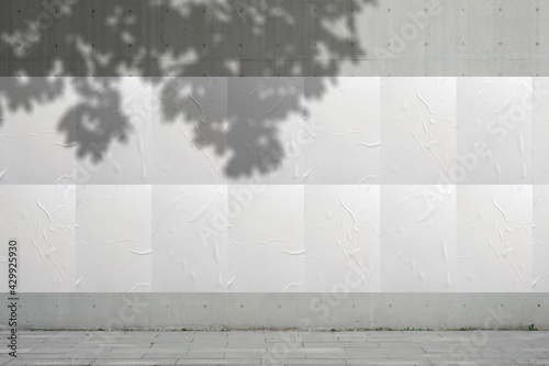 Wall Paper Poster Mockup Glued paper wrinkled effect isolated blank templates set