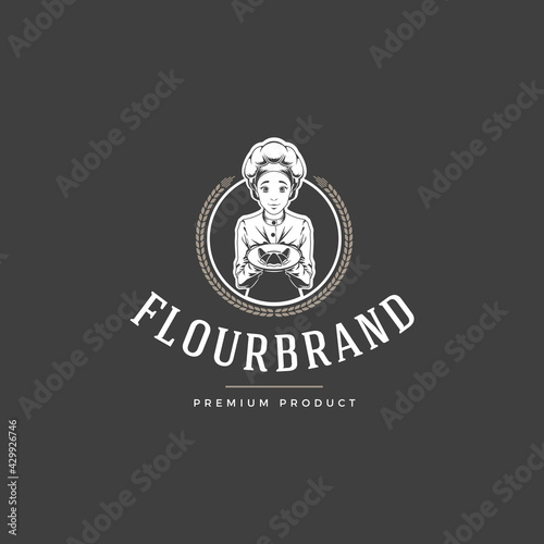 Restaurant logo template vector object for logotype or badge
