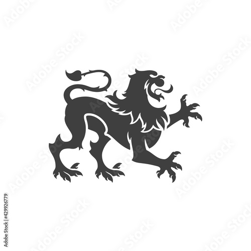 Heraldic lion isolated on white background vector icon