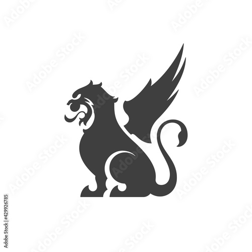 Heraldic lion isolated on white background vector icon