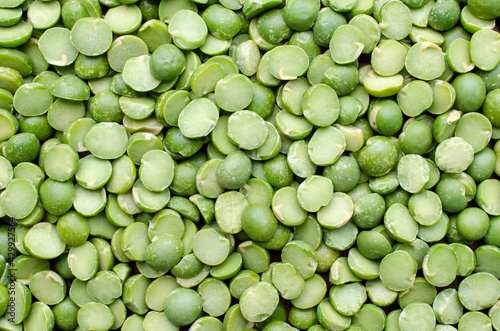 Top view of fresh green split mung bean seed background