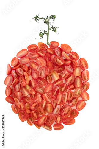 tomatoes cherry  isolated on white background as a big tomato form